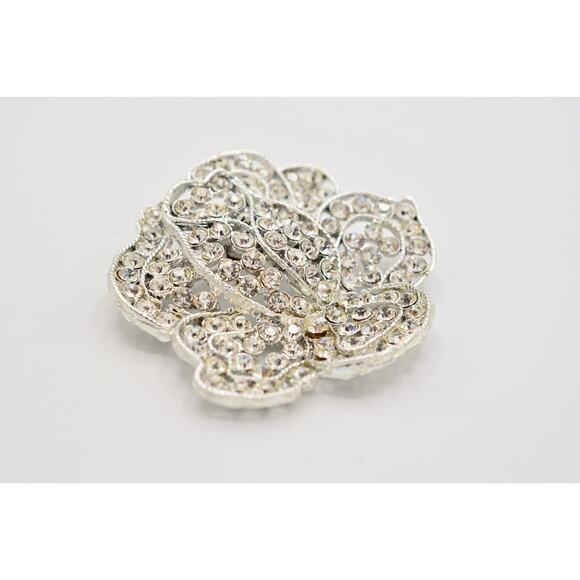 Weiss Vintage Crystal Flower Pin Brooch Rhinestone Sparkling Silver Signed BinJ - Picture 11 of 12